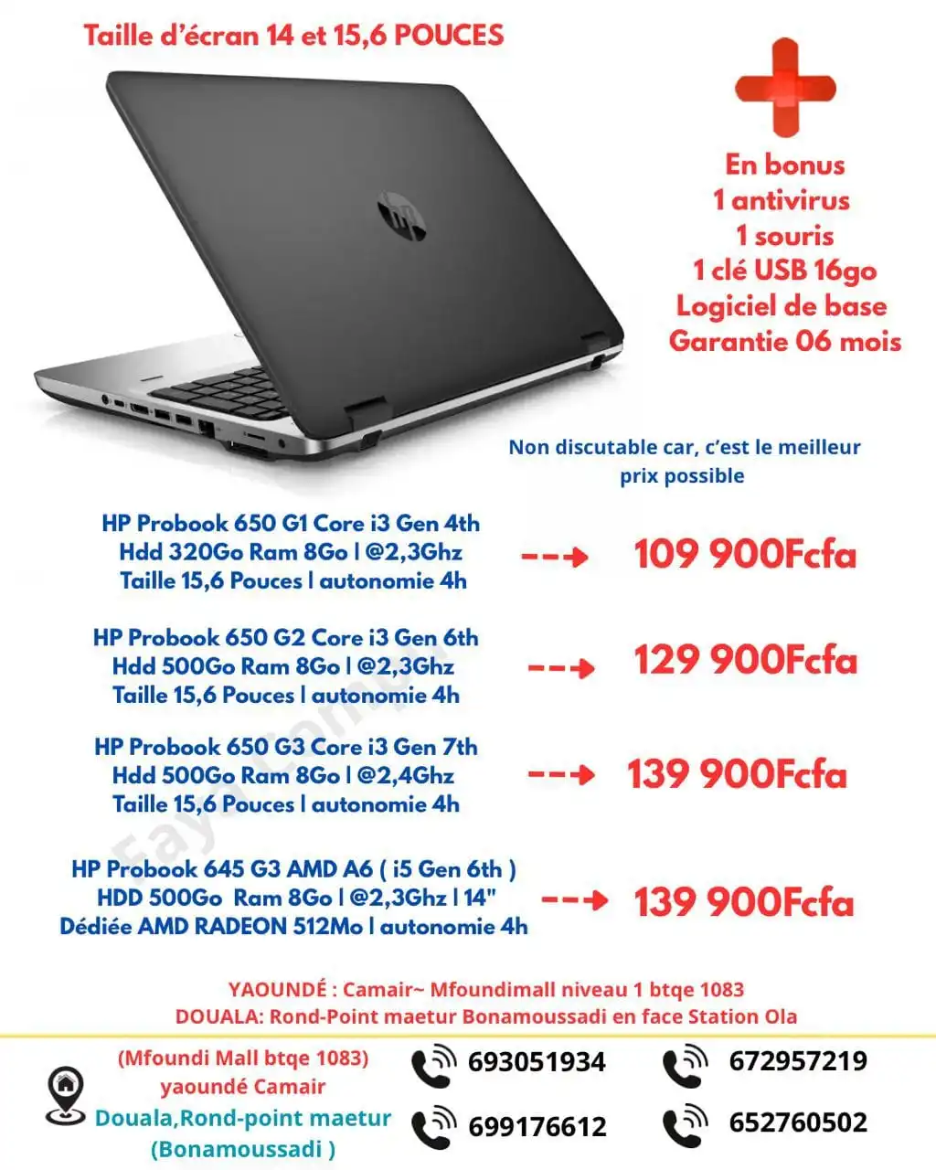 HP ProBook 650 G1 i3 Gen4 8Go HDD 320Go 15.6"