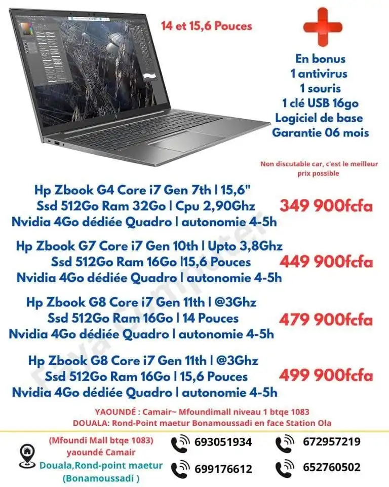 HP ZBook G7 i7 Gen10 16Go SSD 512Go Quadro 4Go 15.6"