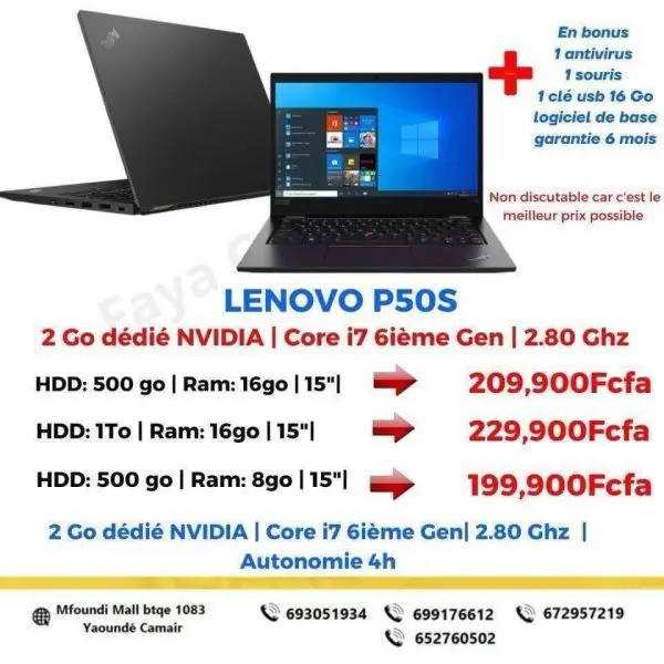 Lenovo ThinkPad P50S i7 6e 16Go 1To HDD 15"