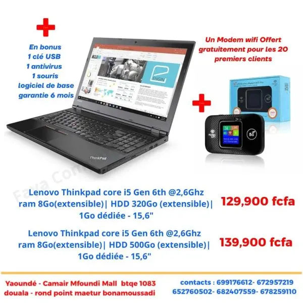Pack Lenovo ThinkPad i5 Gen 6 15,6" (HDD 320/500)